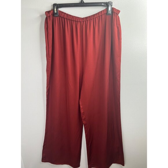 Diane Von Furstenberg Womens Red Elastic Waist Wide-Leg Pants Size Large - Picture 7 of 12